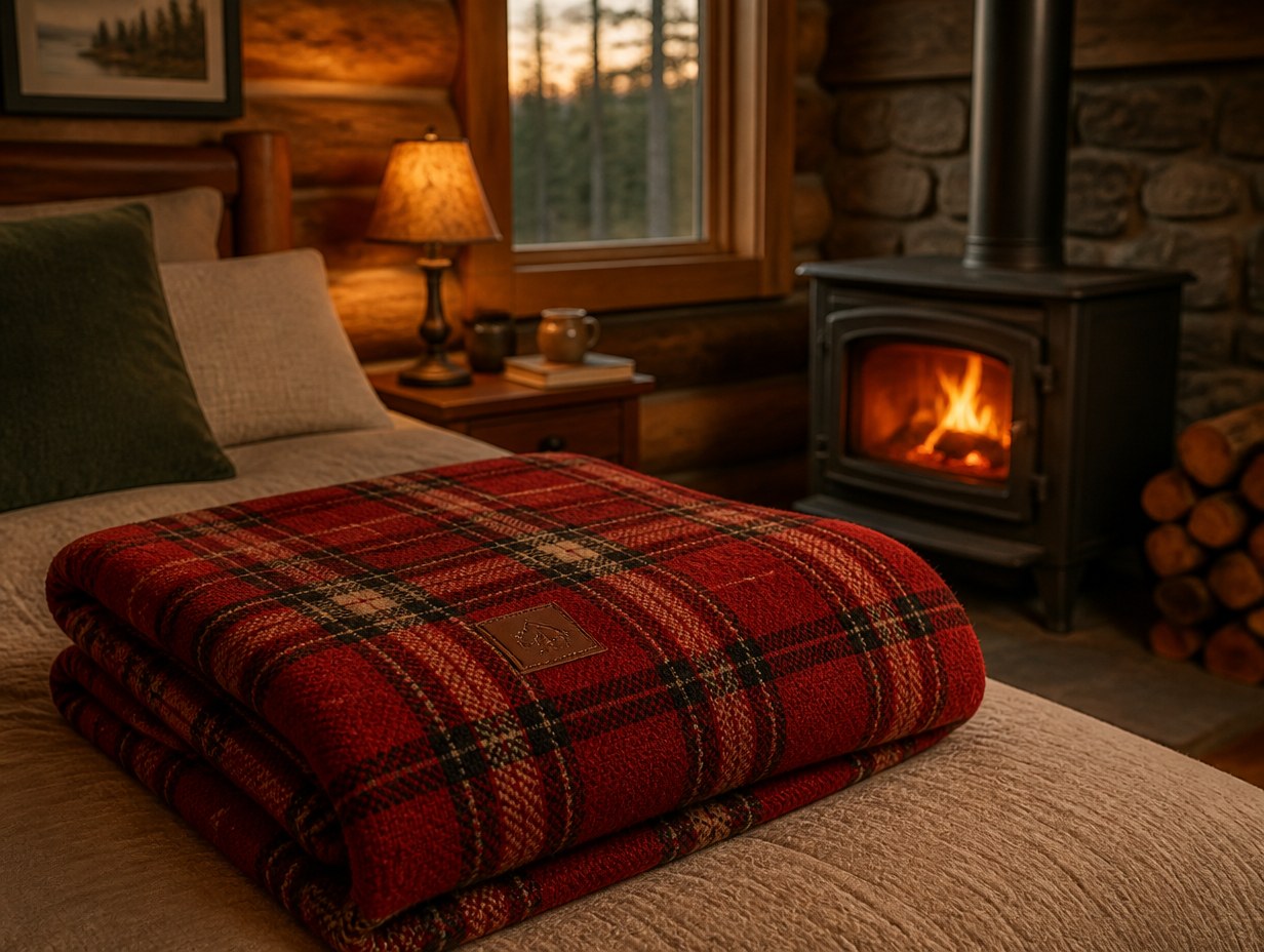 AI-generated flannel blanket mockup sample