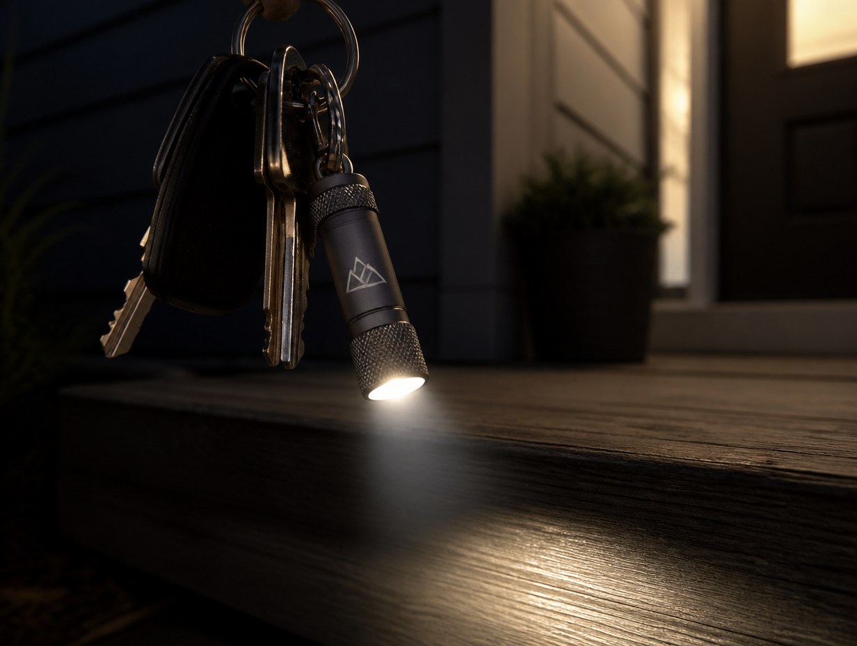 AI-generated flashlight keychain mockup sample
