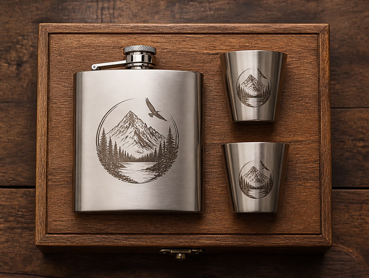 AI-generated flask set mockup sample