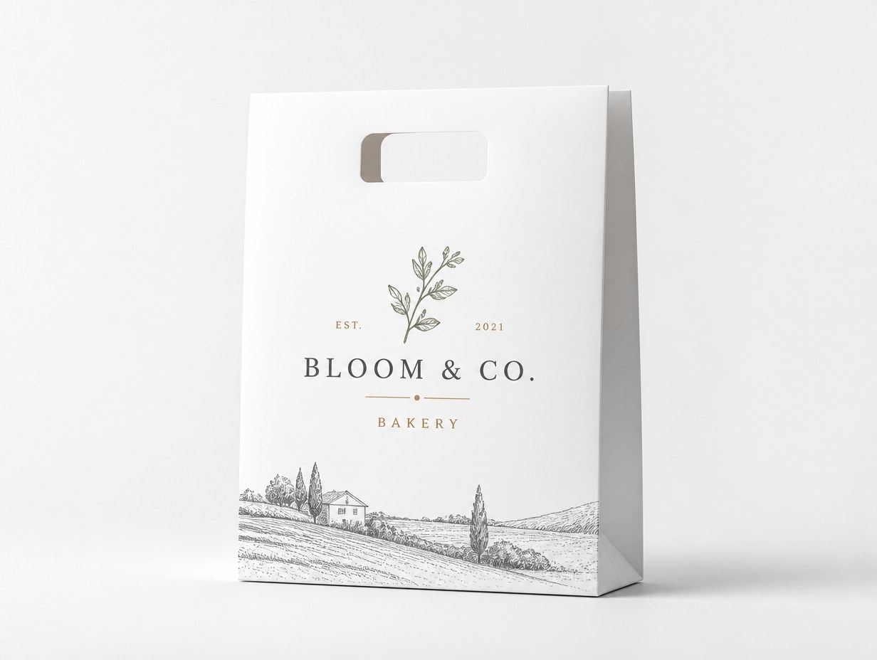 AI-generated flat handle bag mockup sample