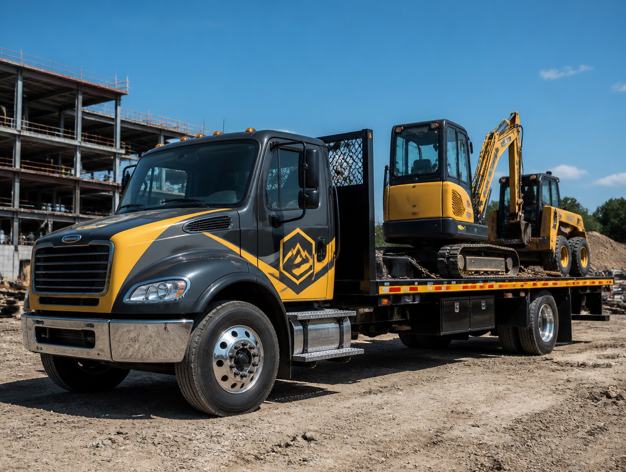 AI-generated flatbed truck wrap mockup sample