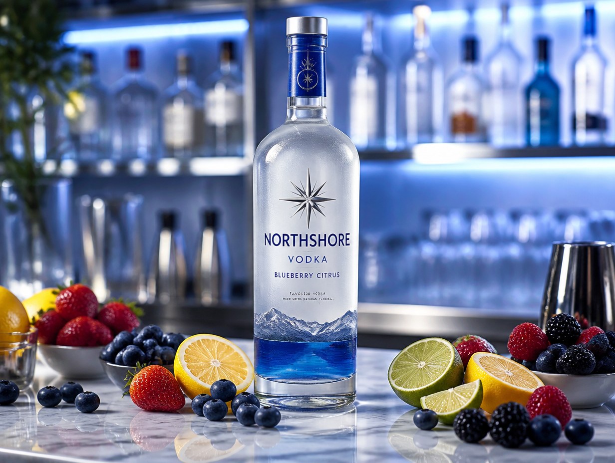AI-generated flavored vodka bottle mockup sample