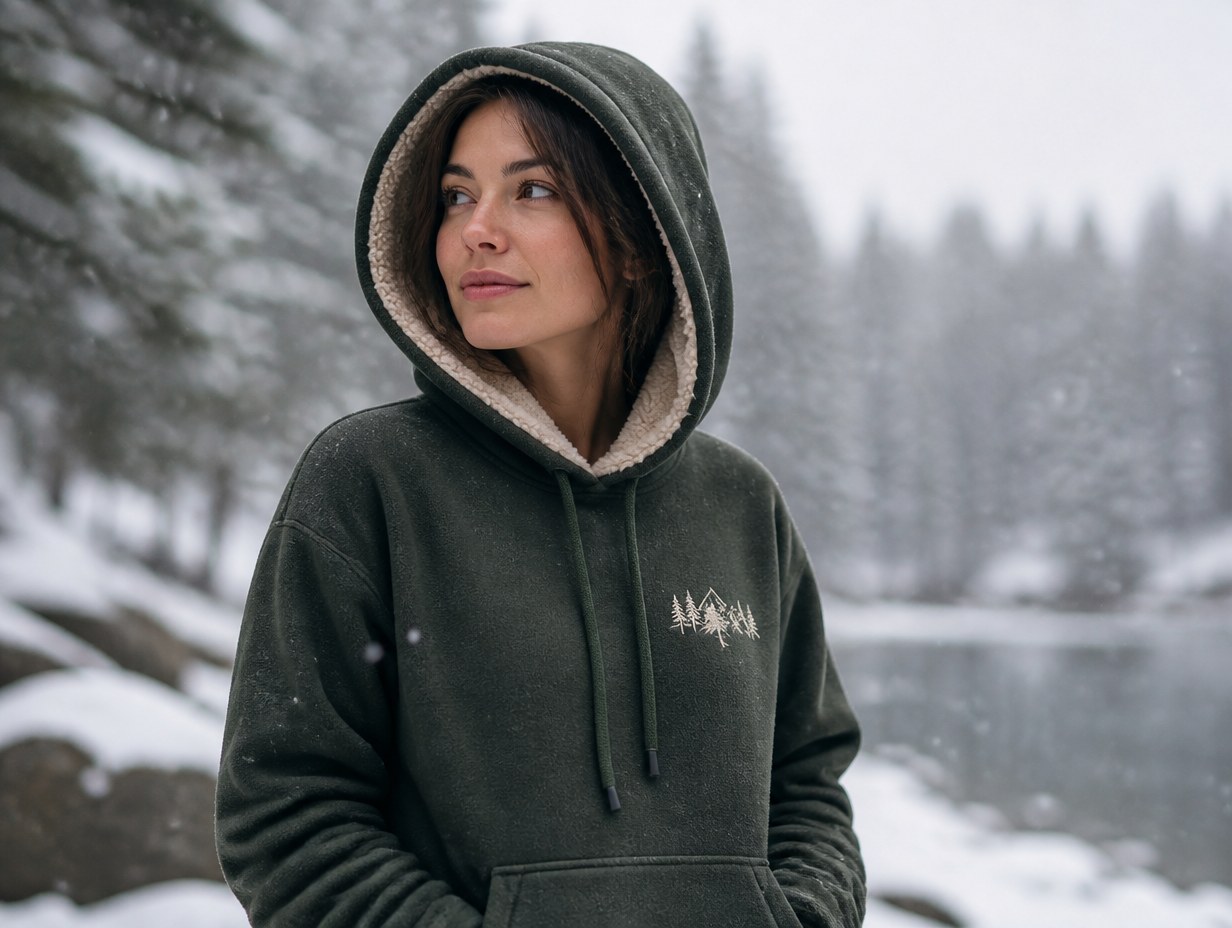 AI-generated fleece hoodie mockup sample