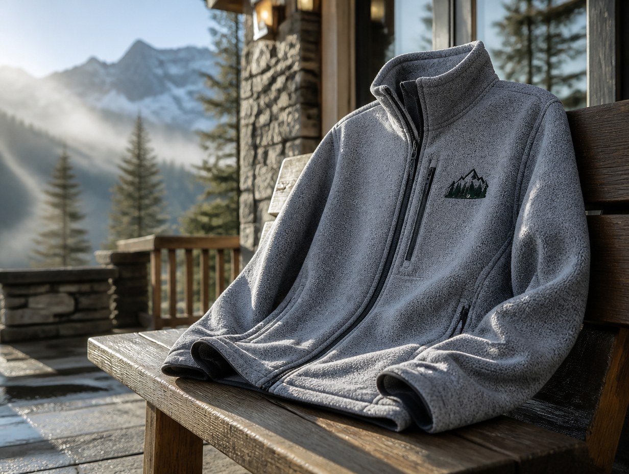 AI-generated fleece jacket mockup sample