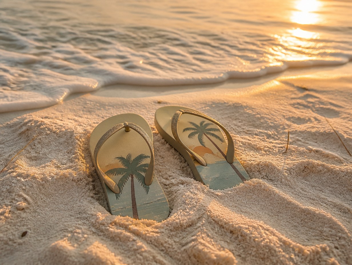 AI-generated flip flops mockup sample