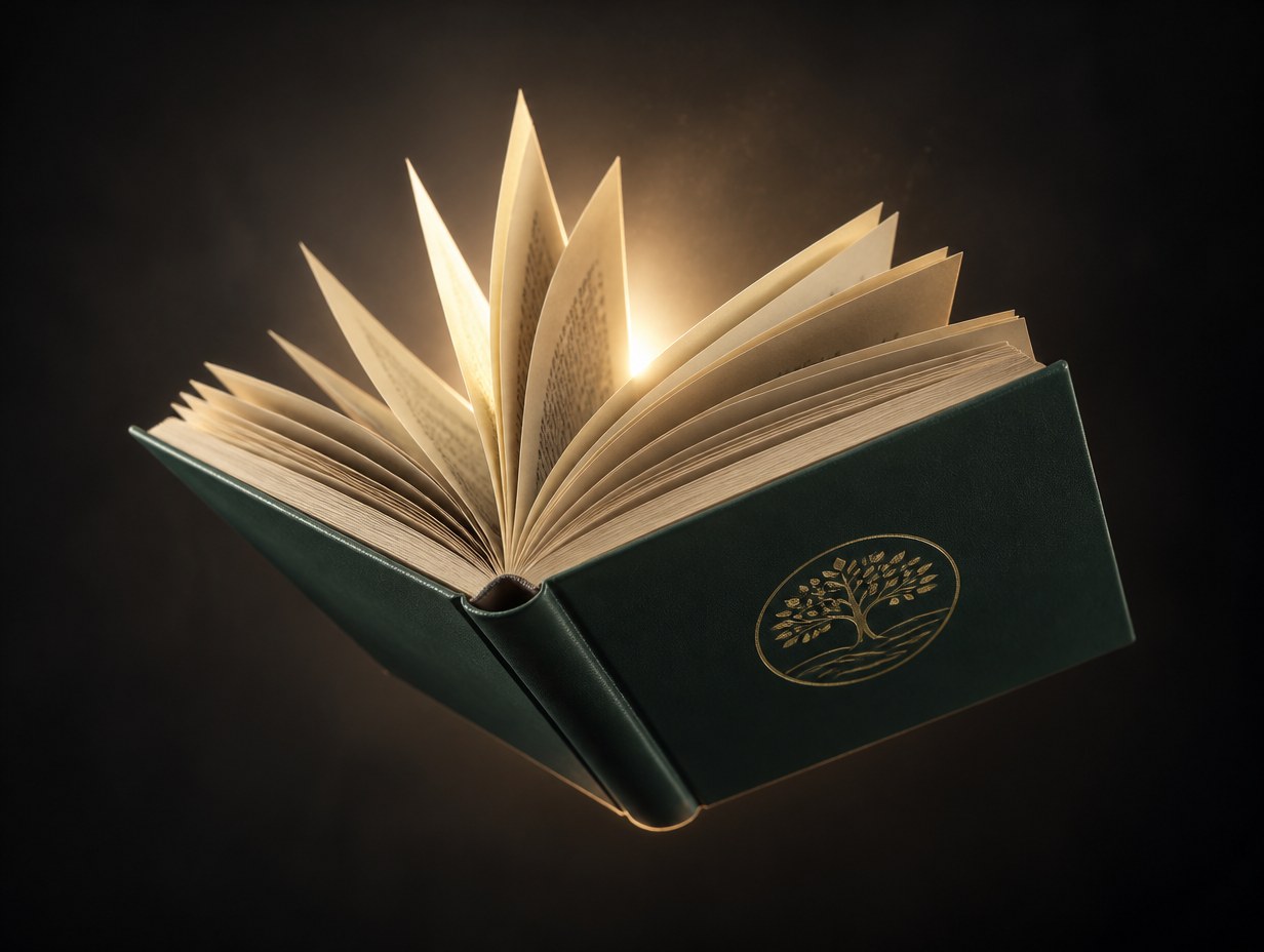AI-generated floating book mockup sample