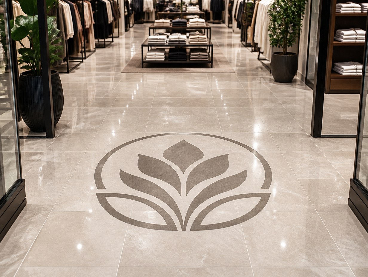 AI-generated floor decal mockup sample