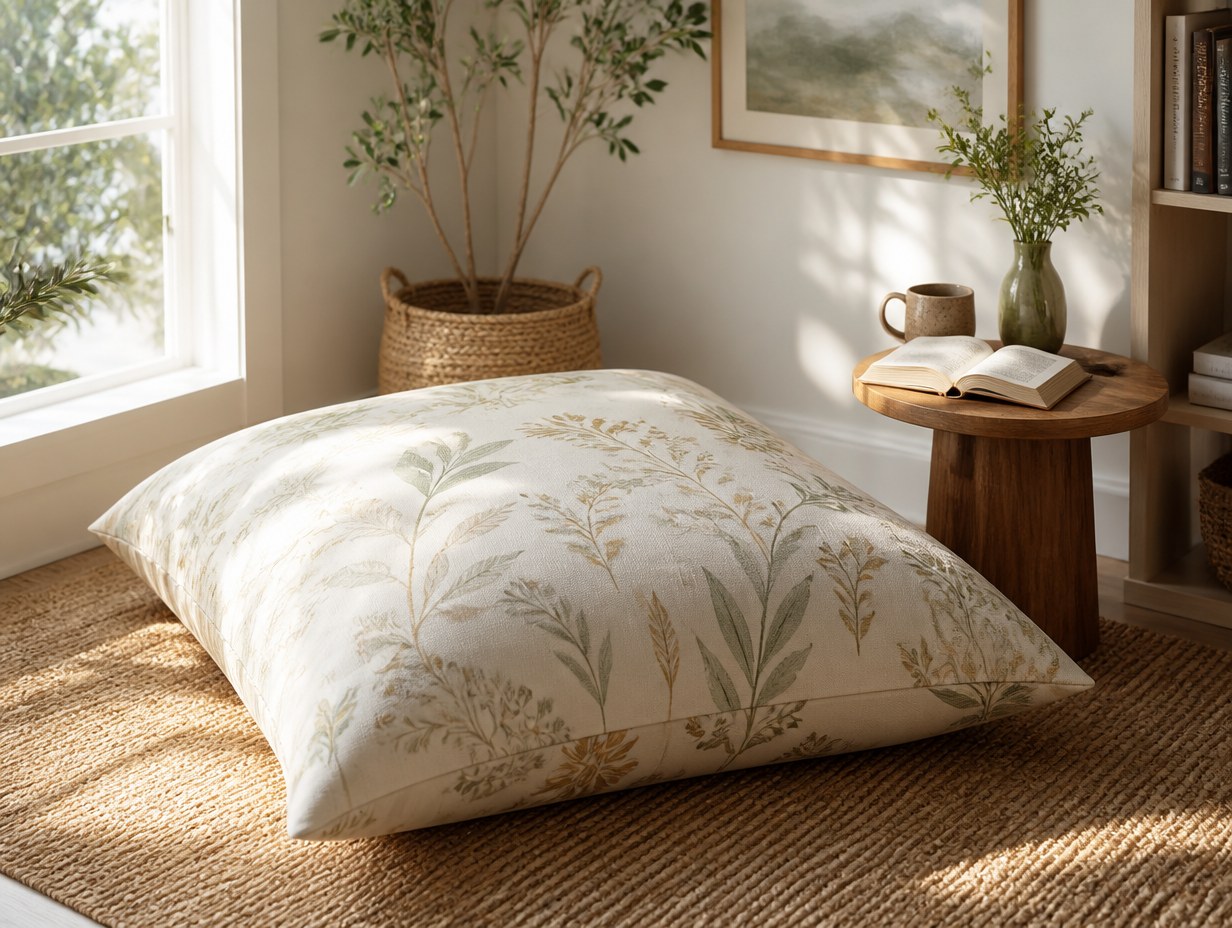 AI-generated floor pillow mockup sample