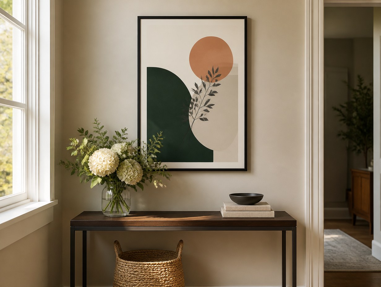 AI-generated framed portrait print mockup sample