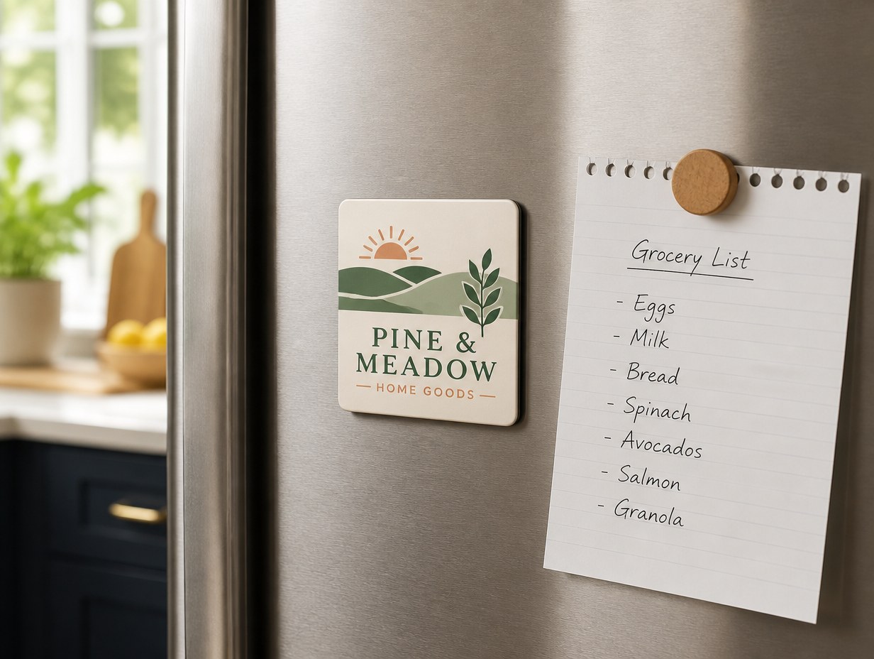 AI-generated fridge magnet mockup sample