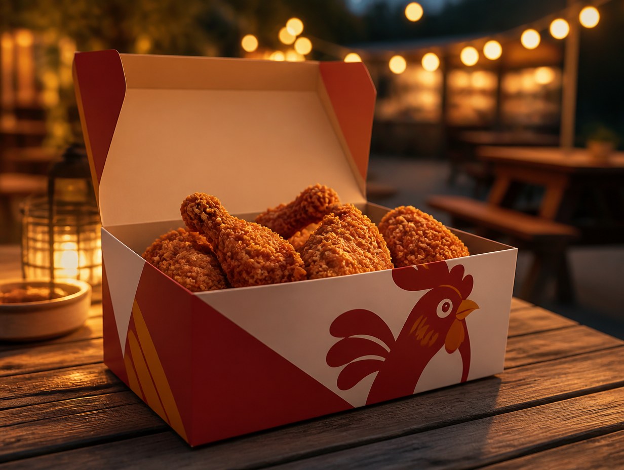 AI-generated fried chicken box mockup sample