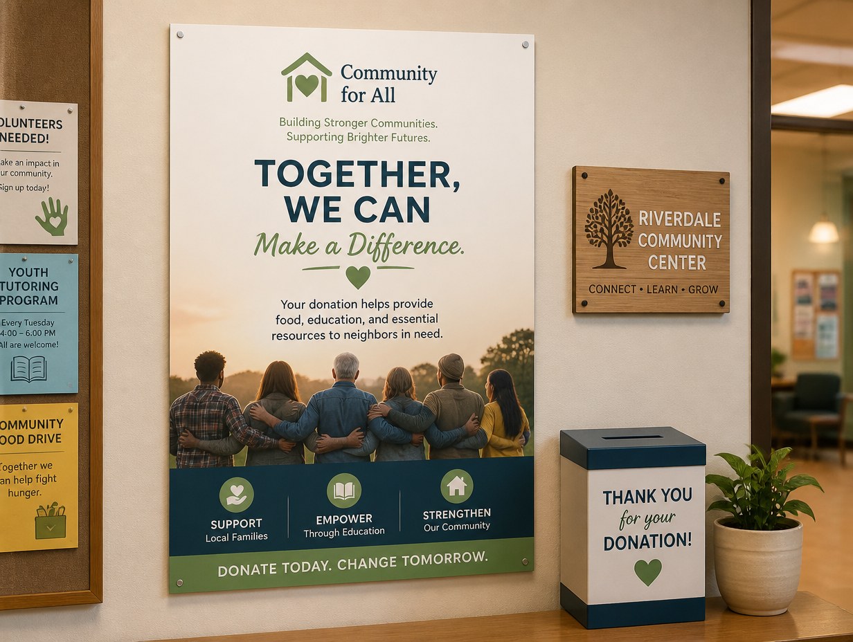 AI-generated fundraiser poster mockup sample