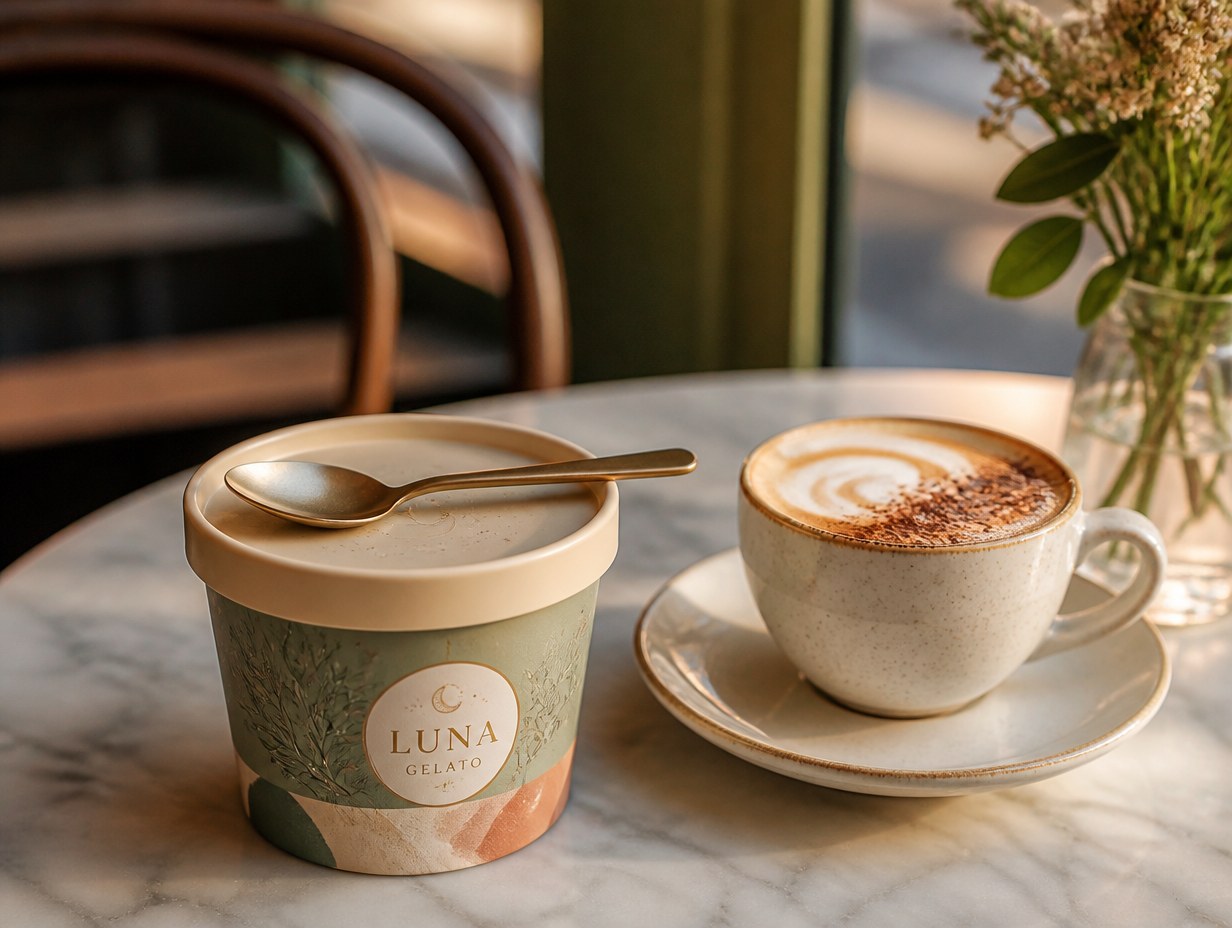 AI-generated gelato cup mockup sample