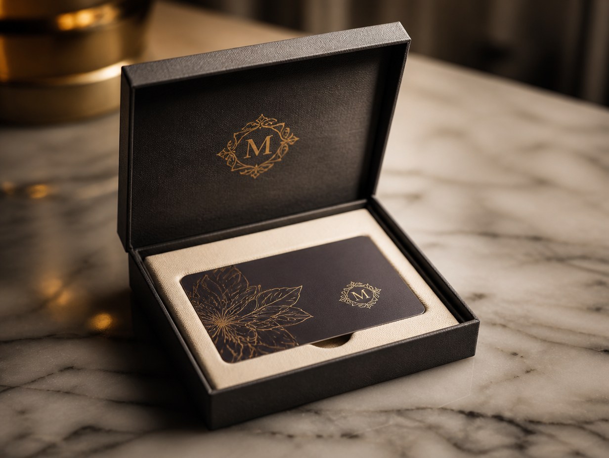 AI-generated gift card box mockup sample