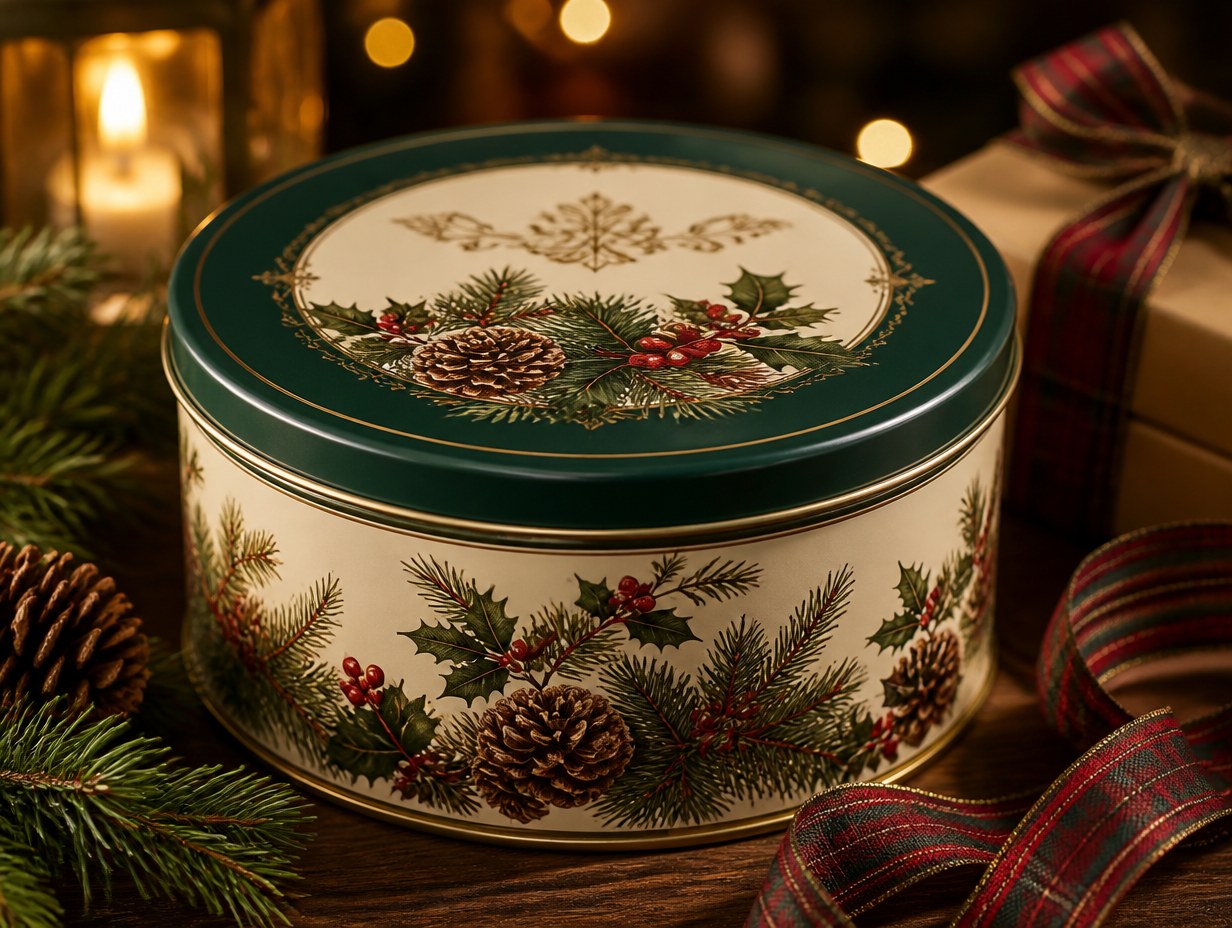 AI-generated gift cookie tin mockup sample