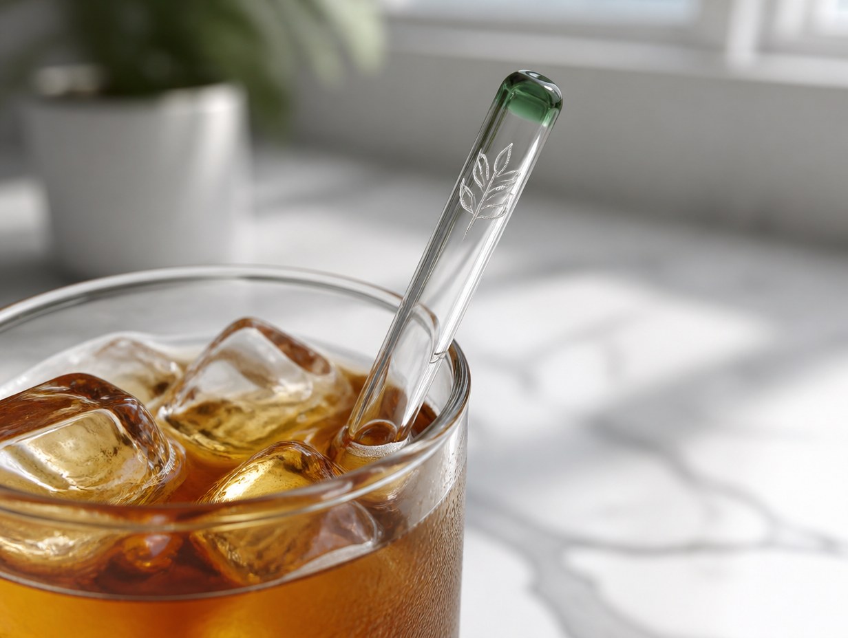 AI-generated glass straw mockup sample