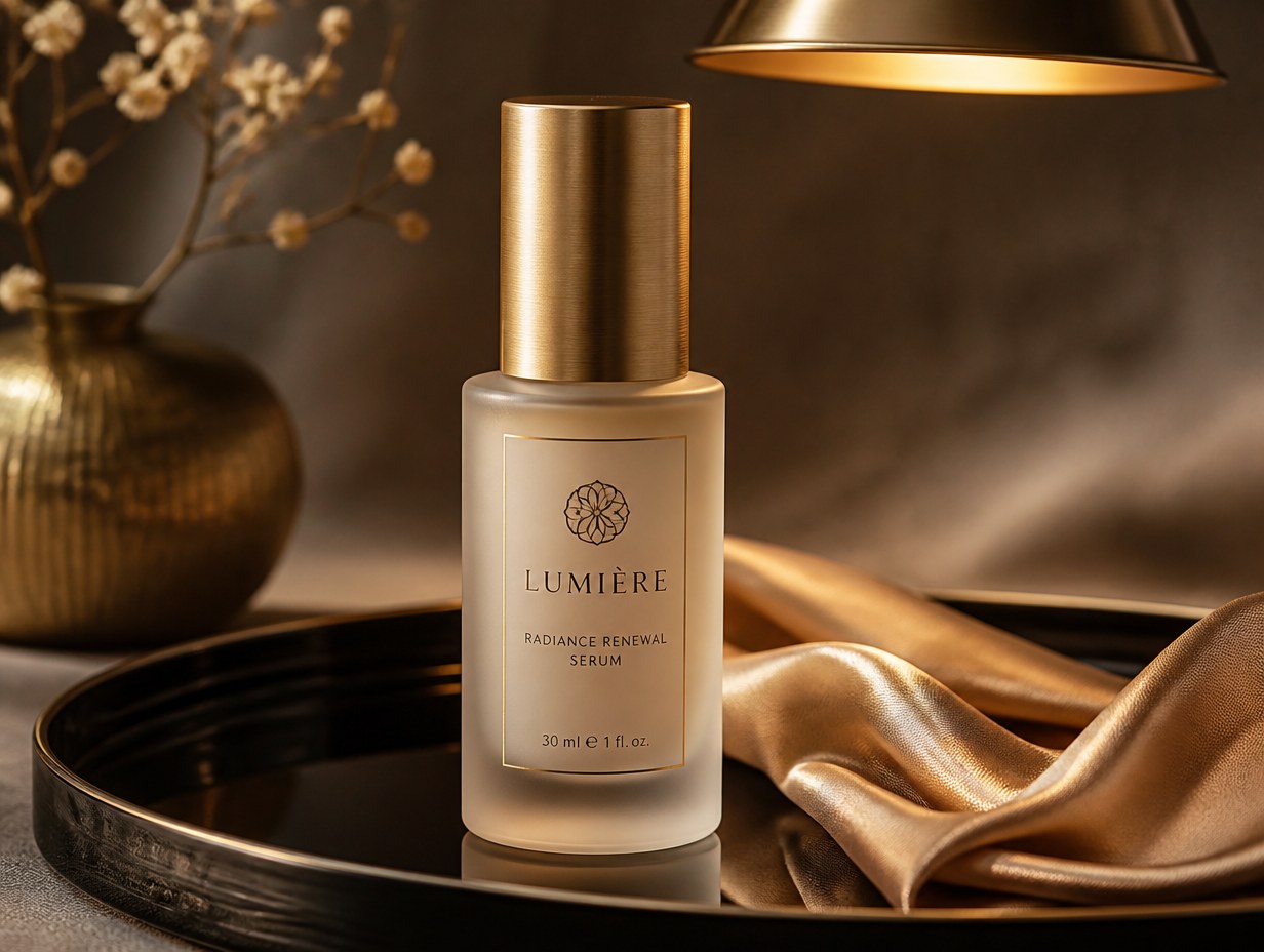 Gold Cap Serum Bottle mockup example