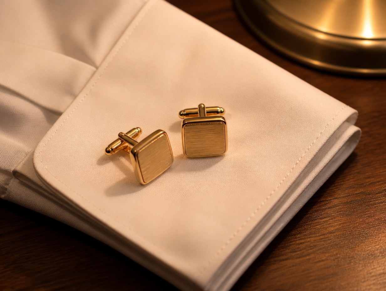 AI-generated gold cufflinks mockup sample