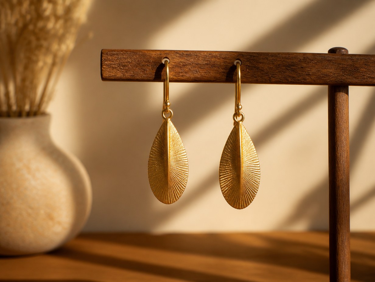 AI-generated gold earrings mockup sample