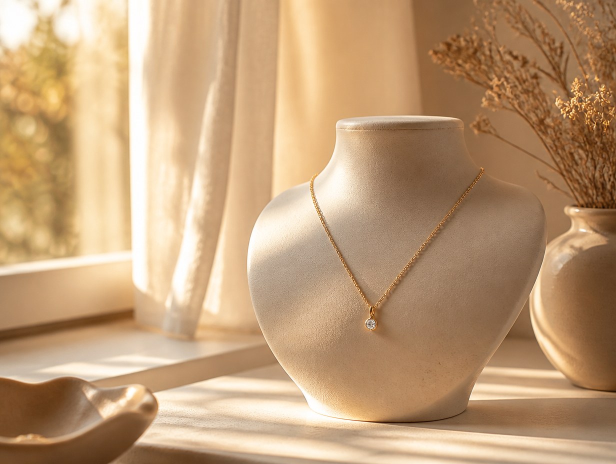 AI-generated gold necklace mockup sample