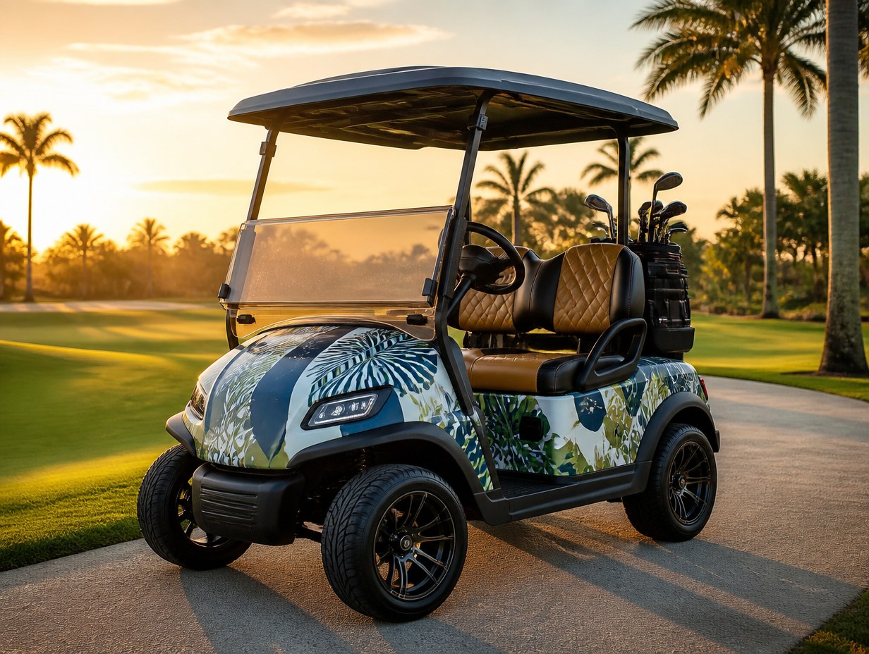 AI-generated golf cart wrap mockup sample