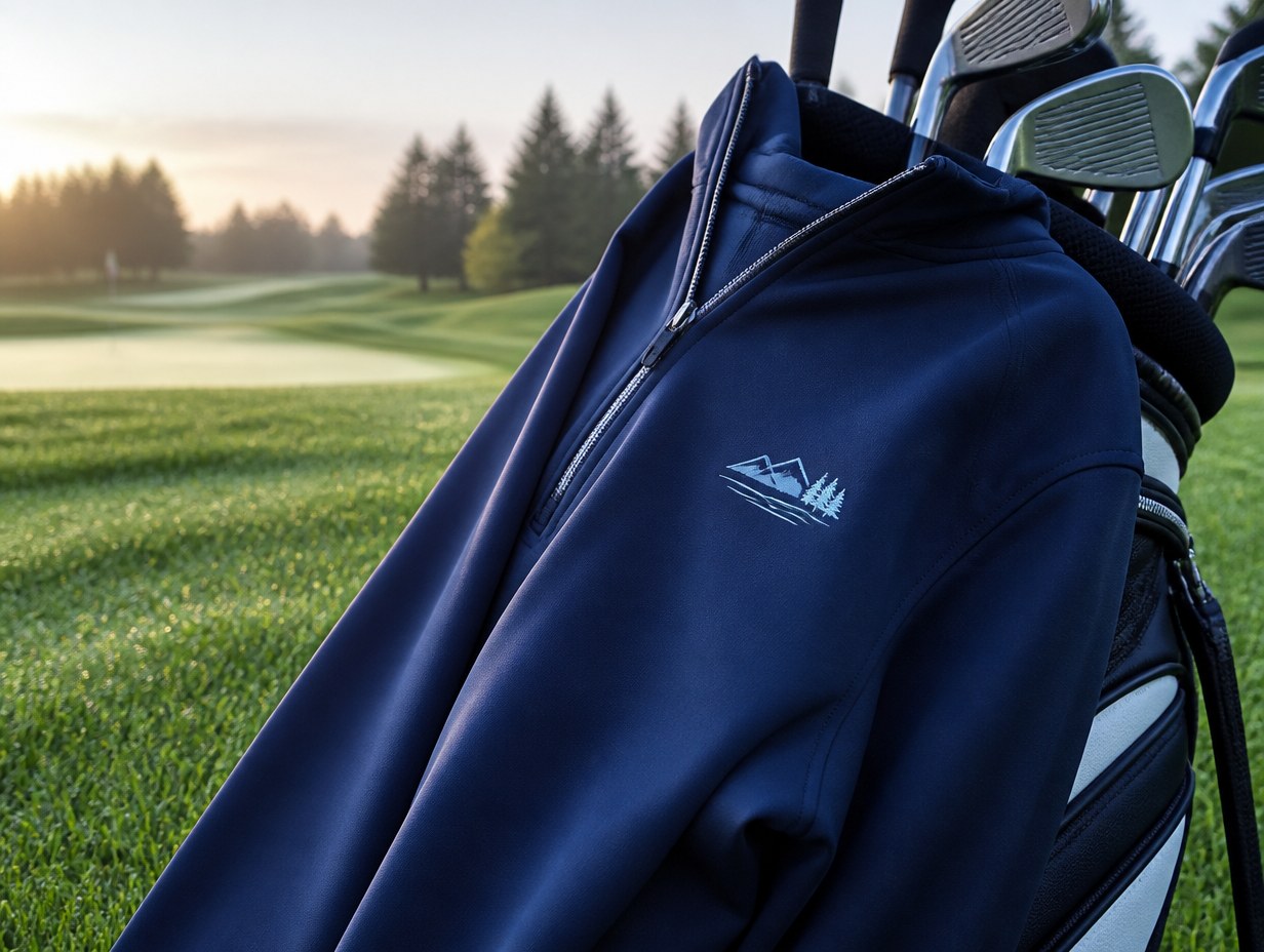 AI-generated golf jacket mockup sample
