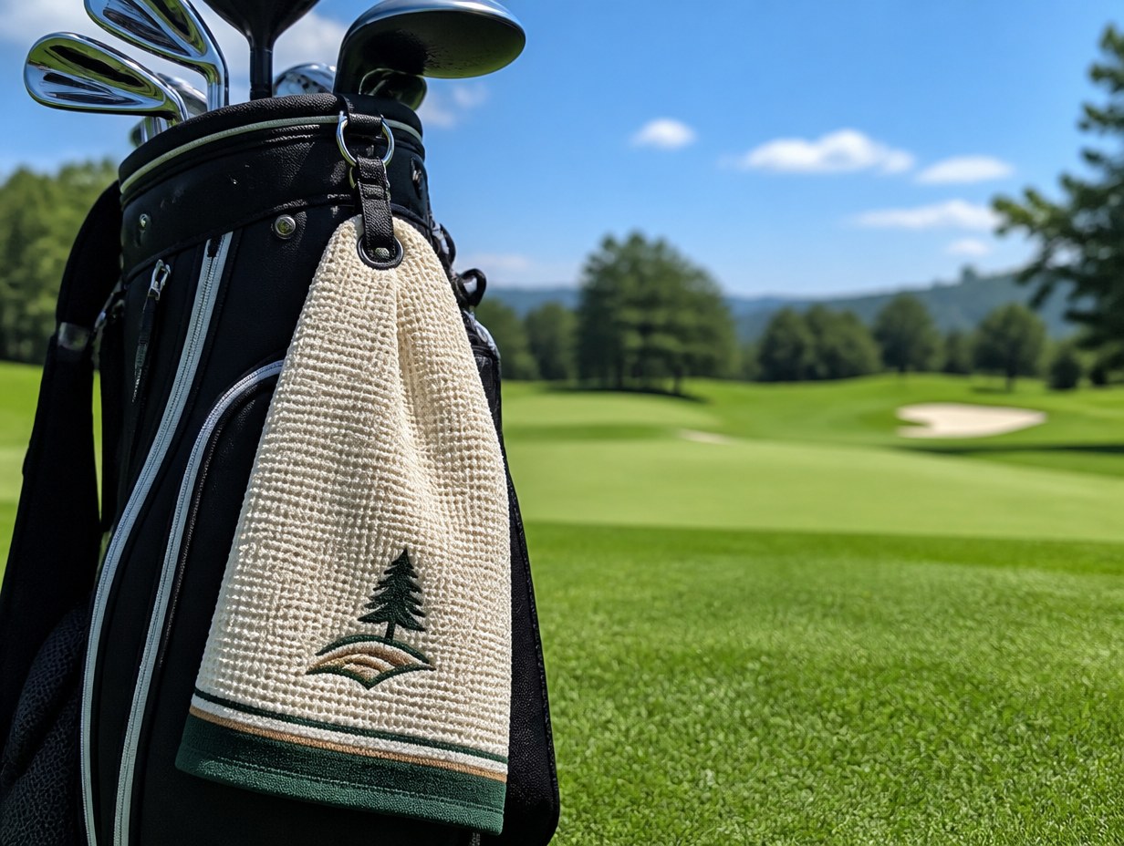AI-generated golf towel mockup sample