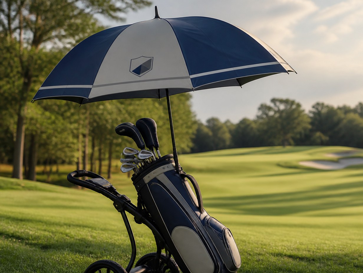 AI-generated golf umbrella mockup sample