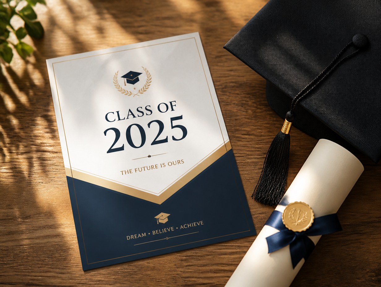 AI-generated graduation flyer mockup sample