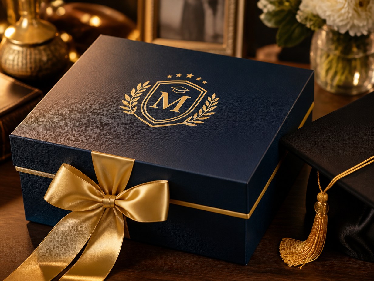 AI-generated graduation gift box mockup sample