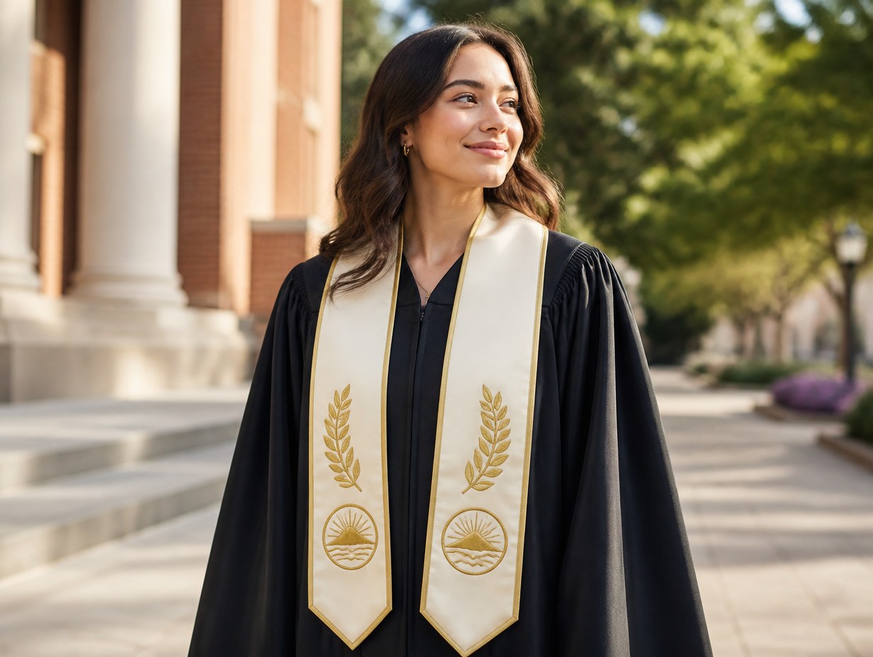 AI-generated graduation stole mockup sample