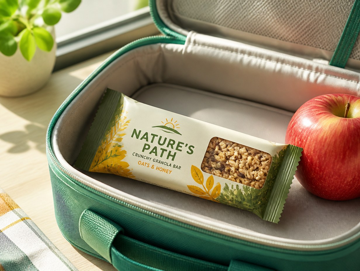 AI-generated granola bar wrapper mockup sample