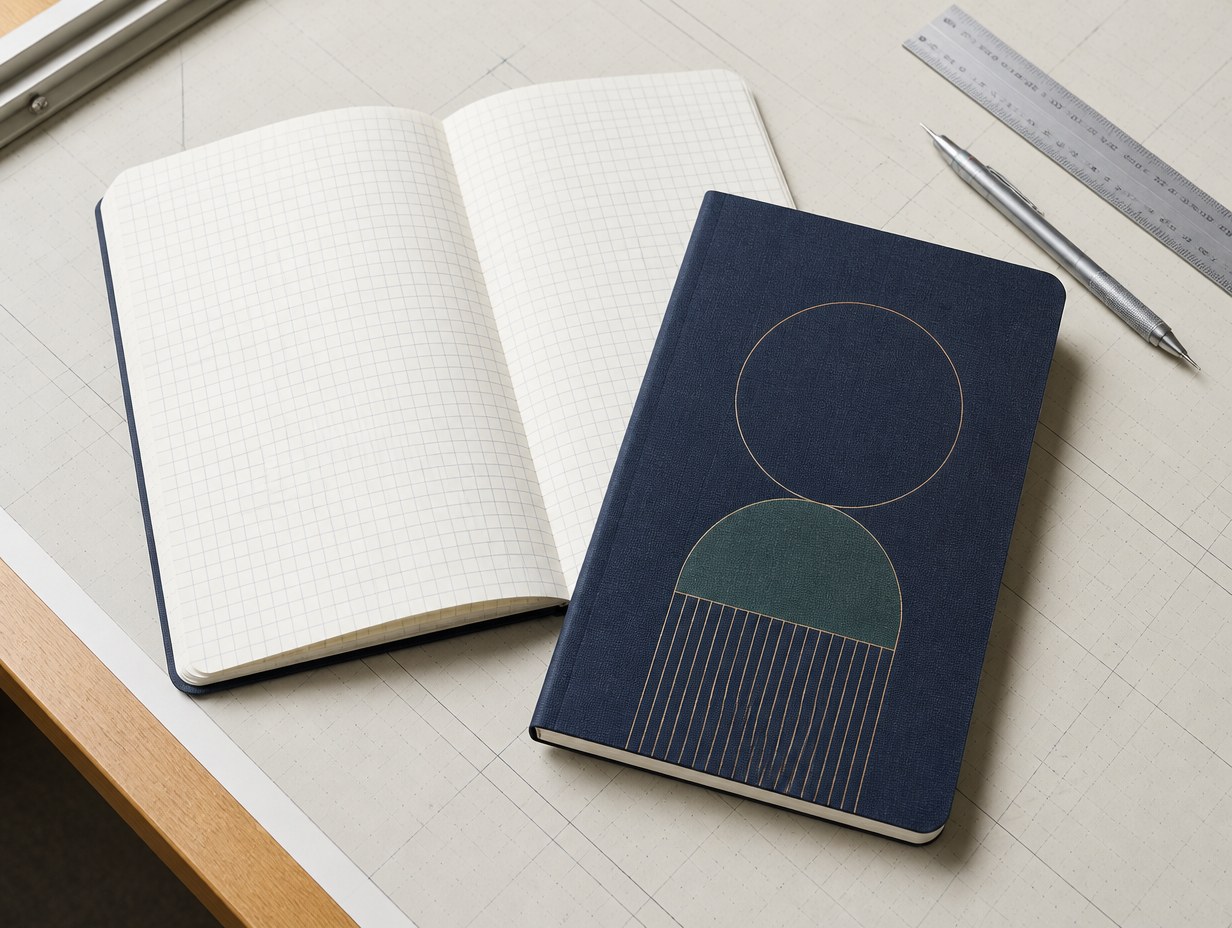 AI-generated graph paper notebook mockup sample