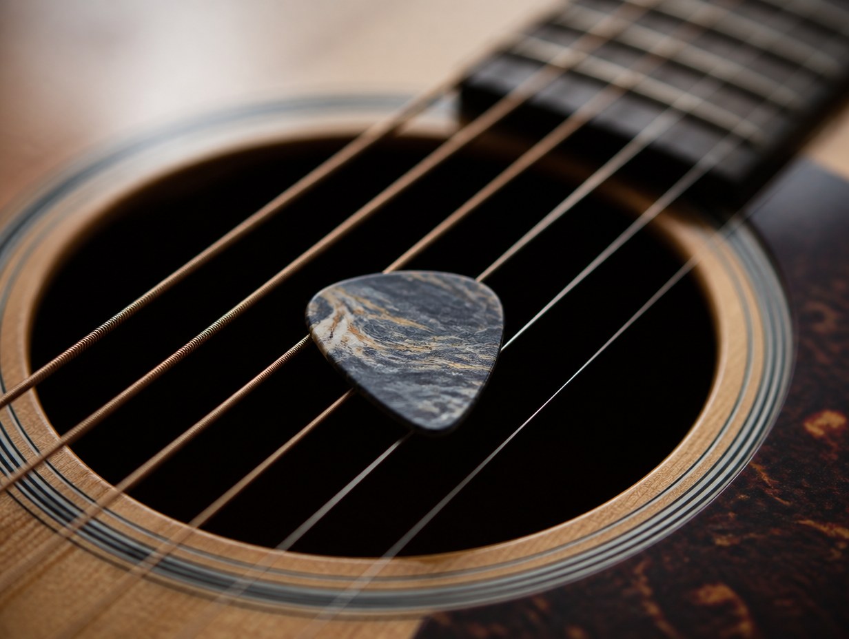 AI-generated guitar pick mockup sample