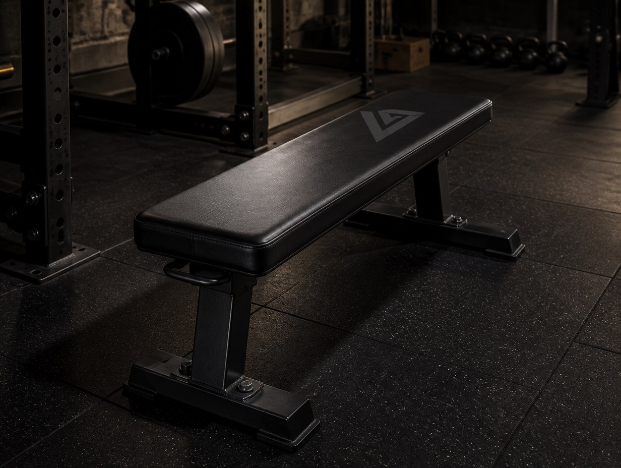 AI-generated gym bench mockup sample