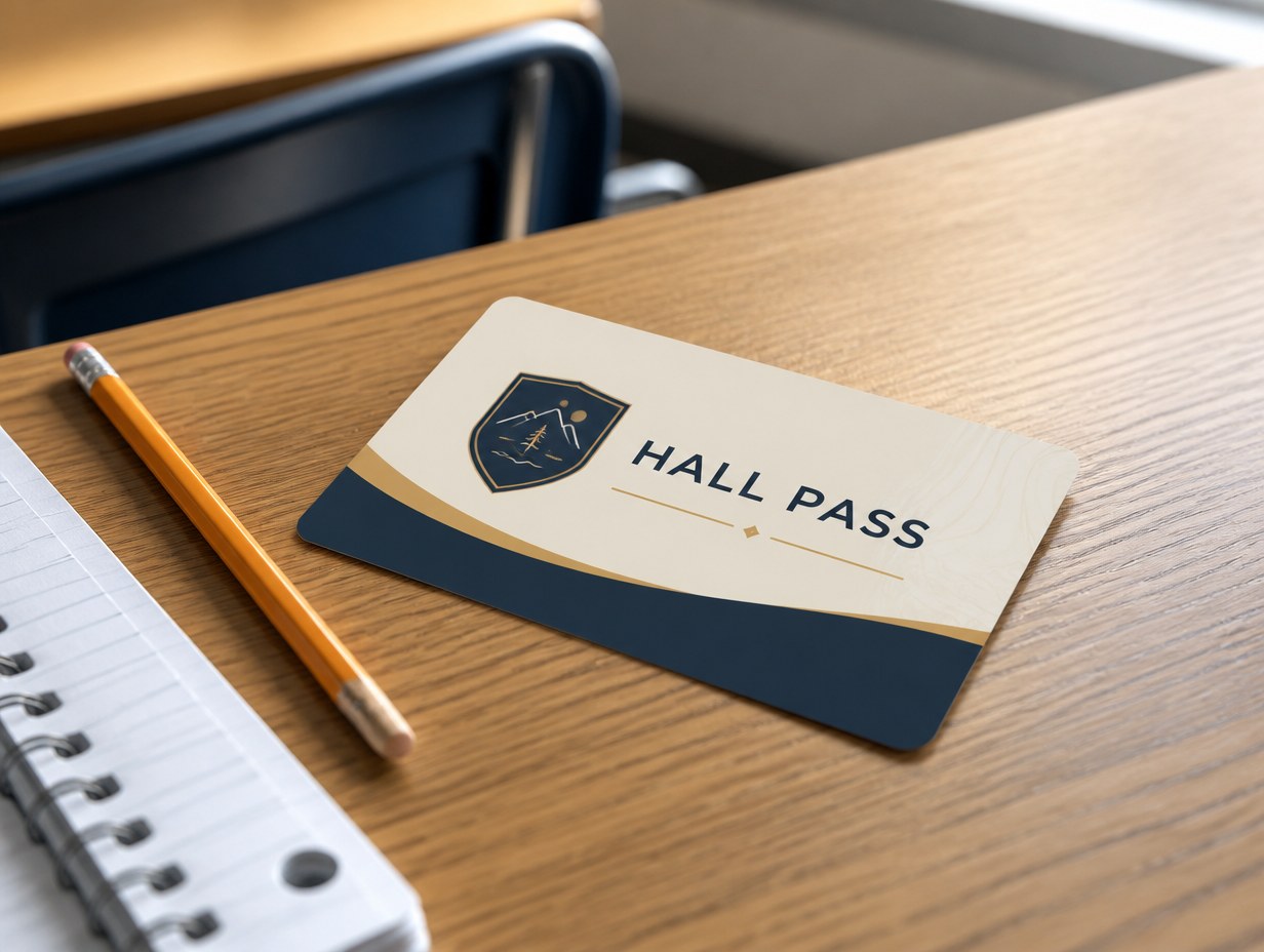 AI-generated hall pass card mockup sample