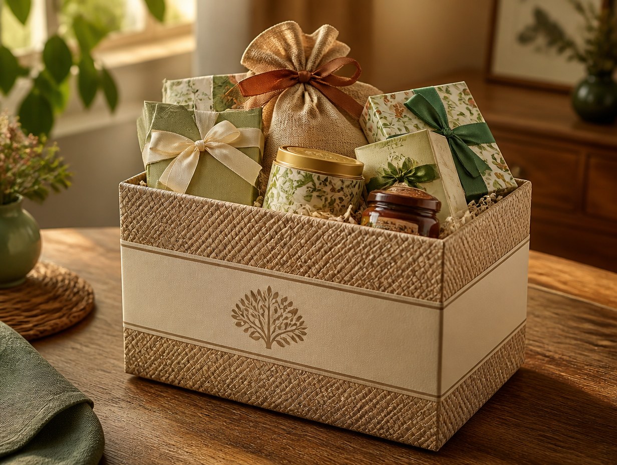AI-generated hamper box mockup sample
