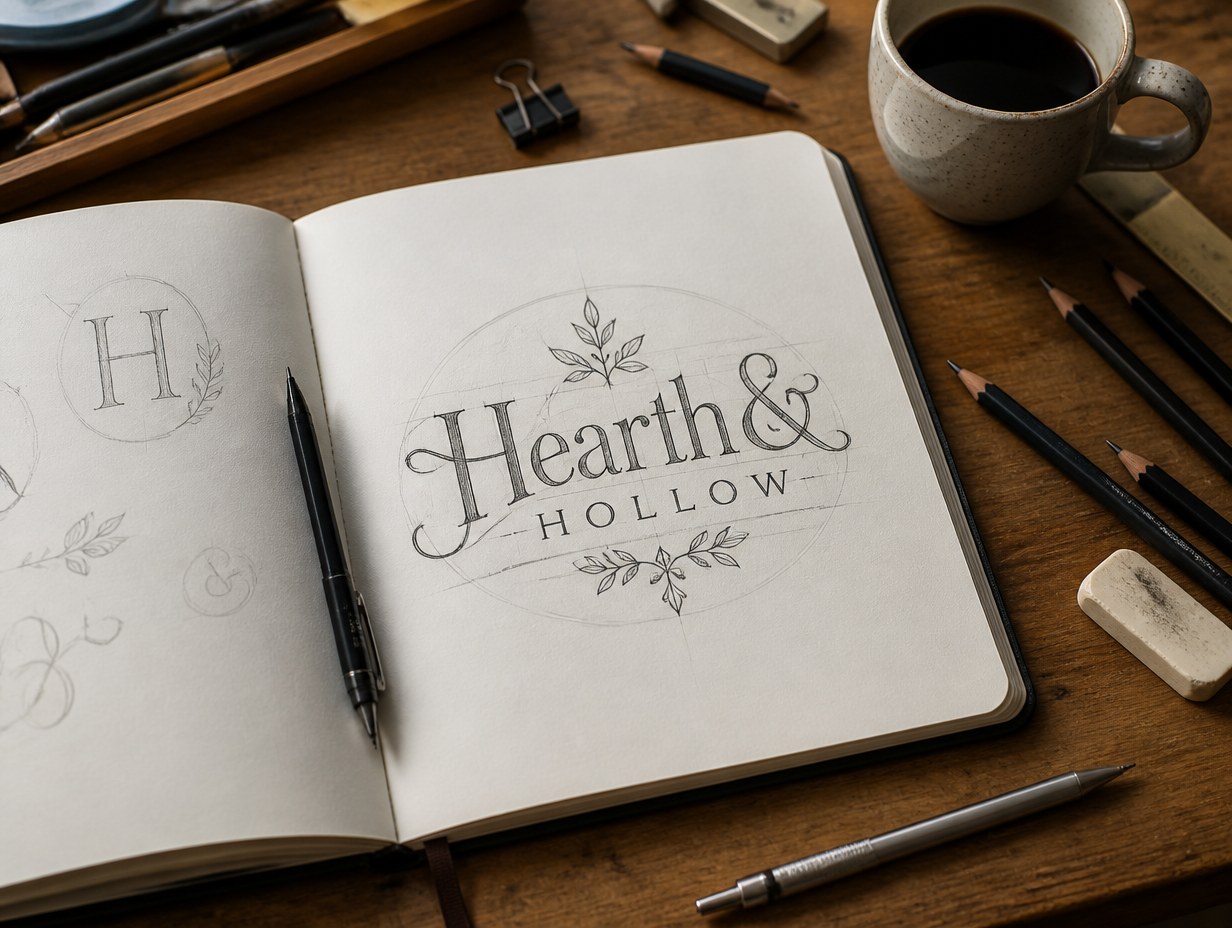 AI-generated hand-lettered logo mockup sample
