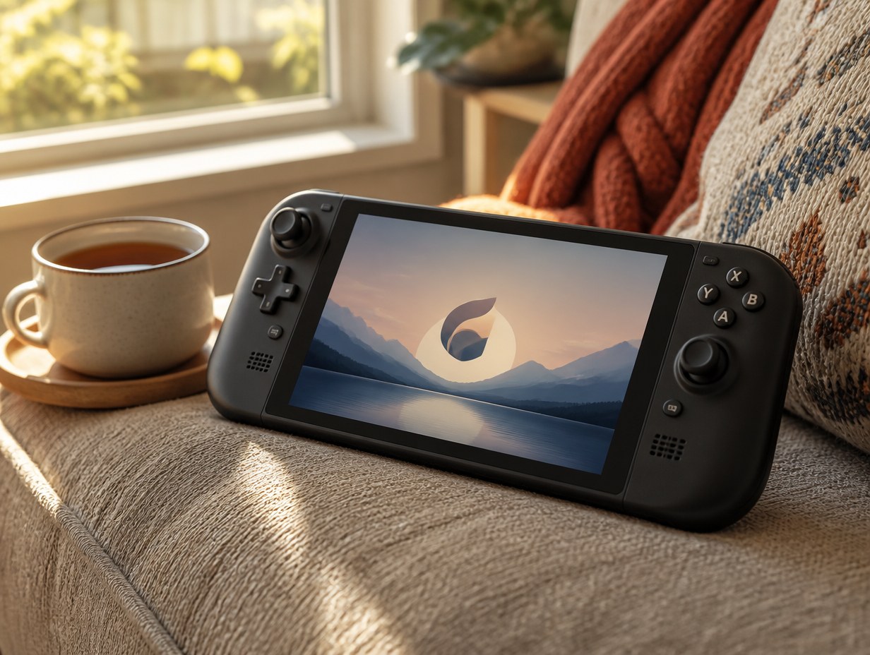 AI-generated handheld gaming console mockup sample
