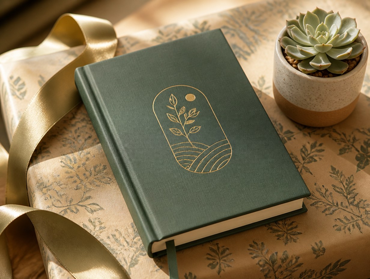 AI-generated hardcover journal mockup sample