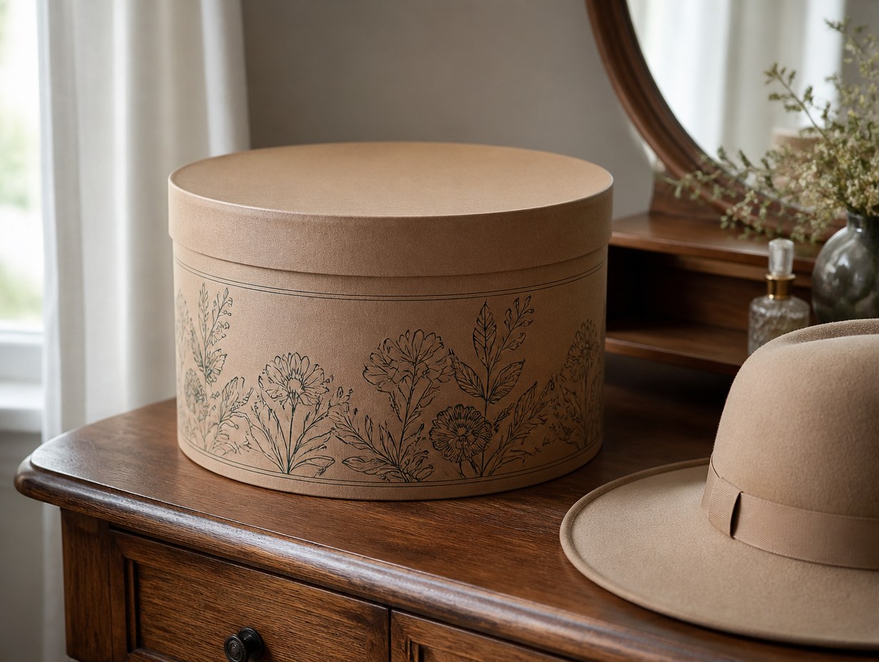 AI-generated hat box mockup sample
