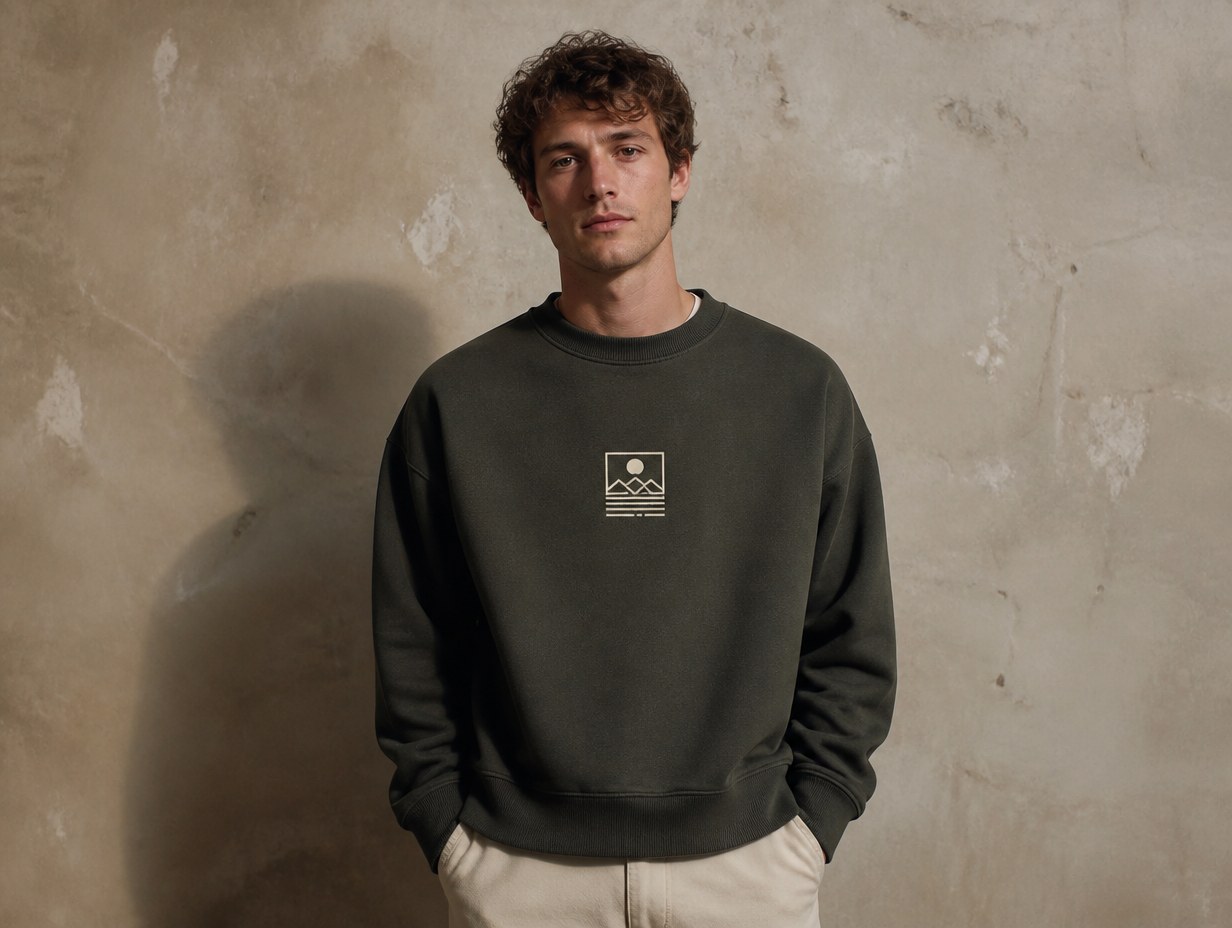 AI-generated heavyweight sweatshirt mockup sample