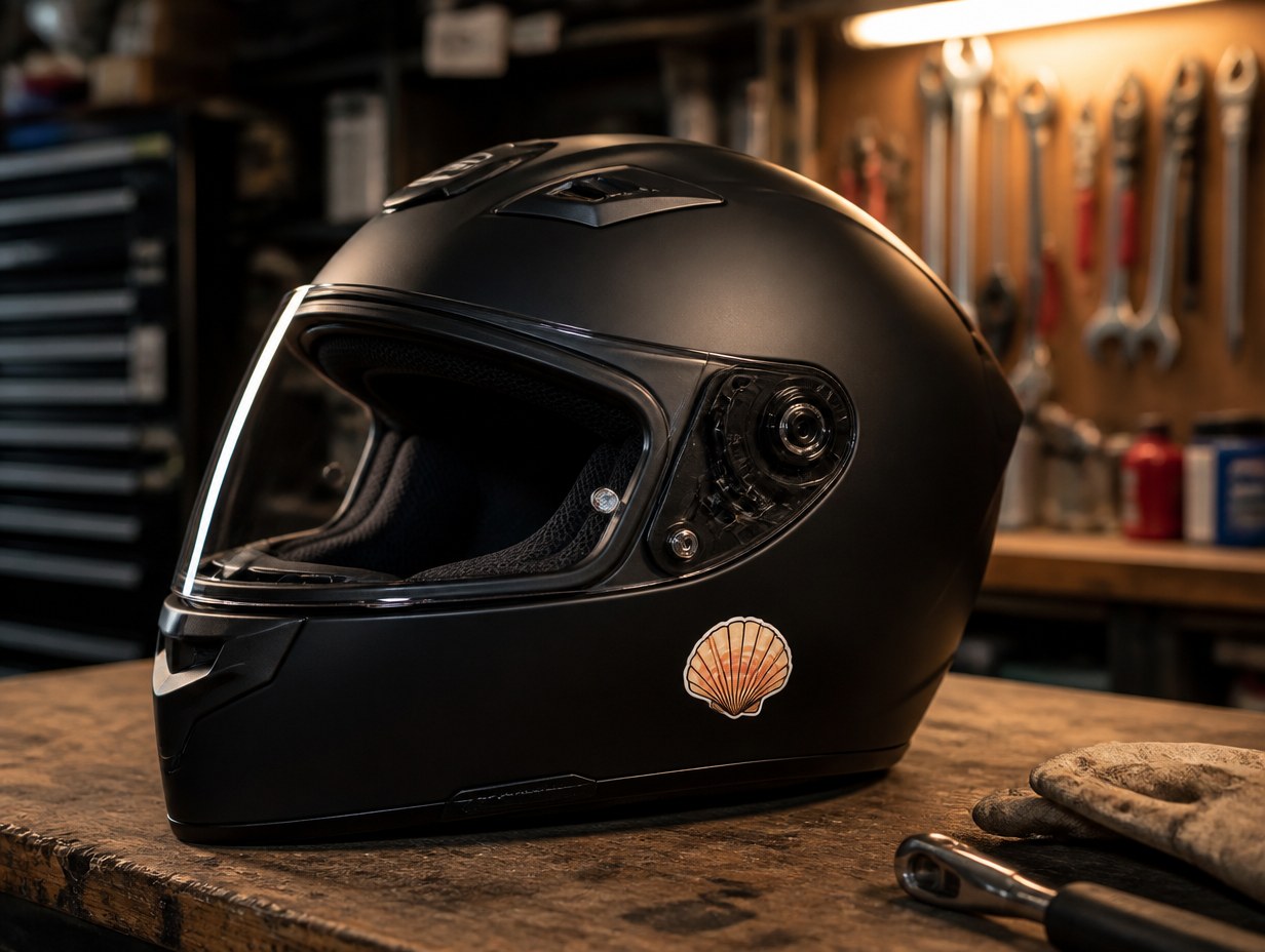AI-generated helmet sticker mockup sample