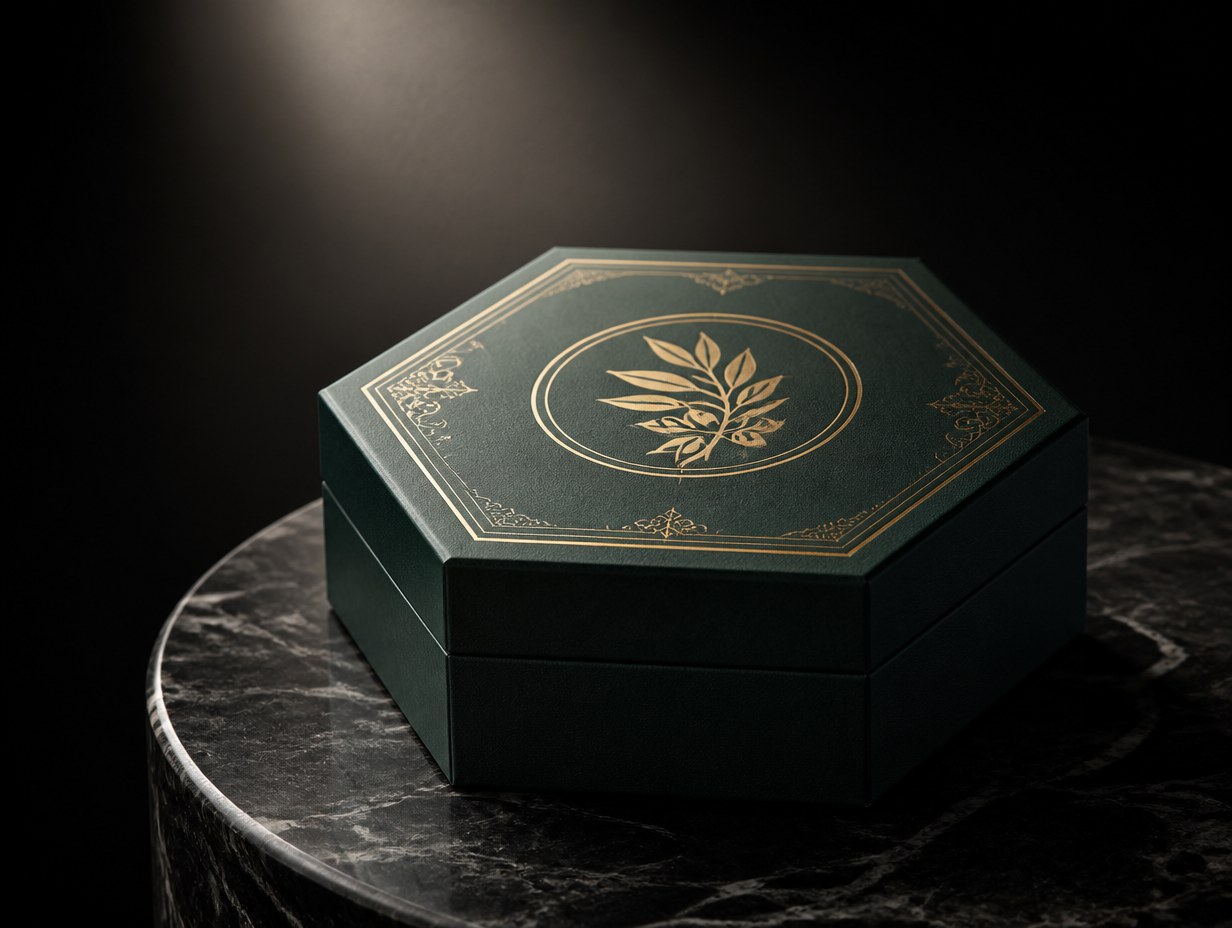 AI-generated hexagon box mockup sample