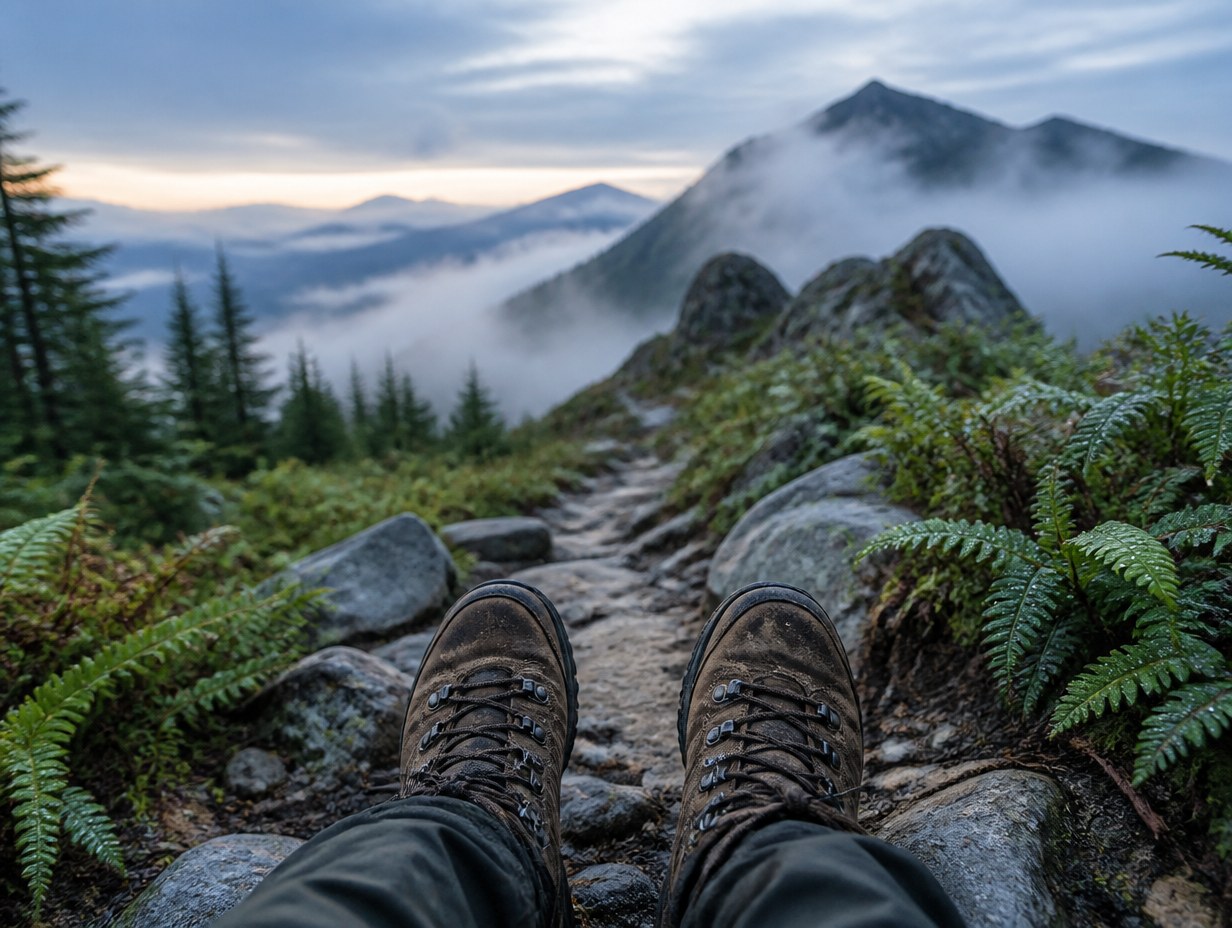 AI-generated hiking boots mockup sample