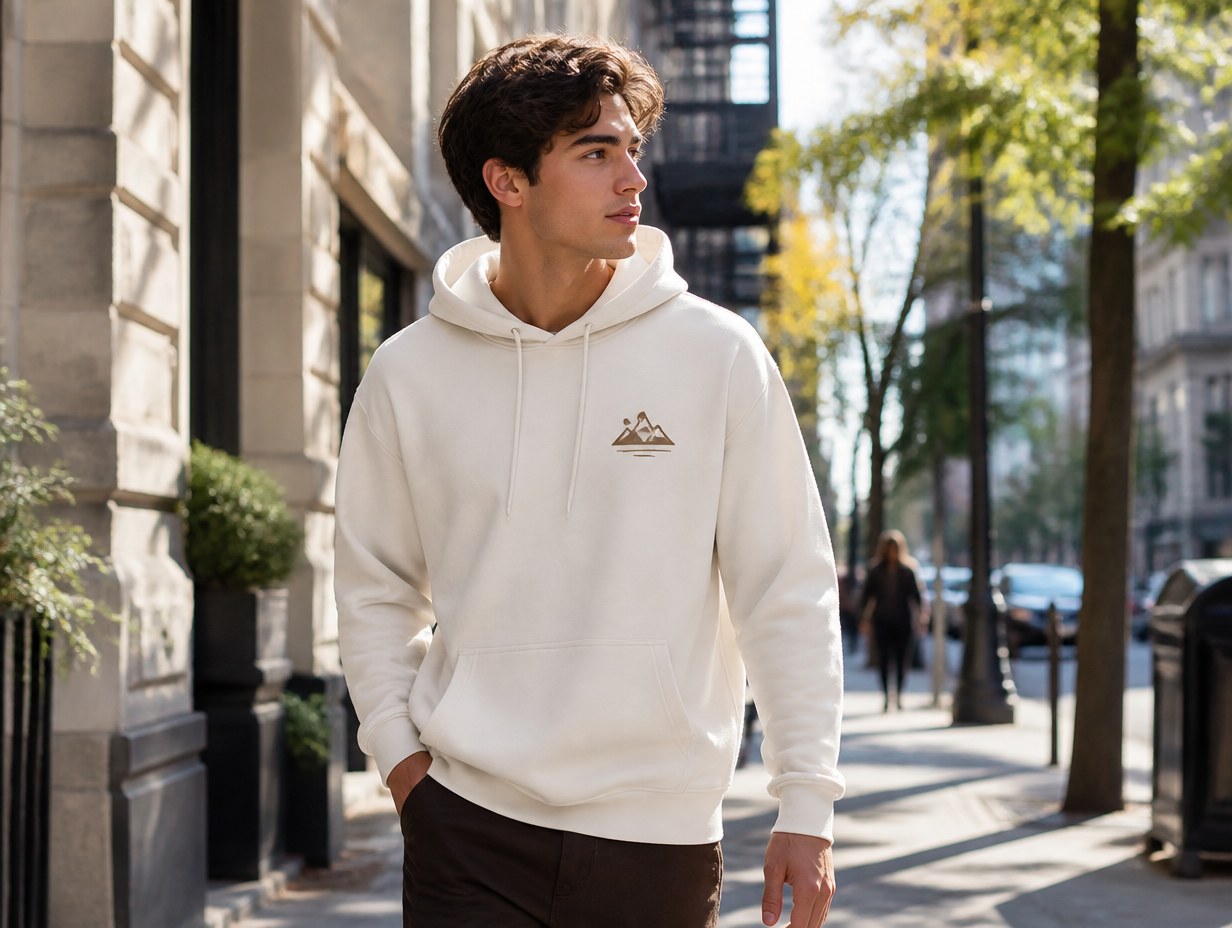 AI-generated hoodie on model mockup sample
