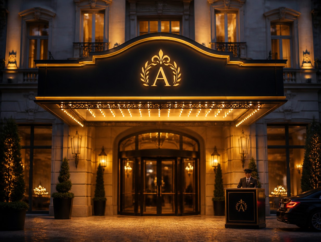 AI-generated hotel marquee mockup sample