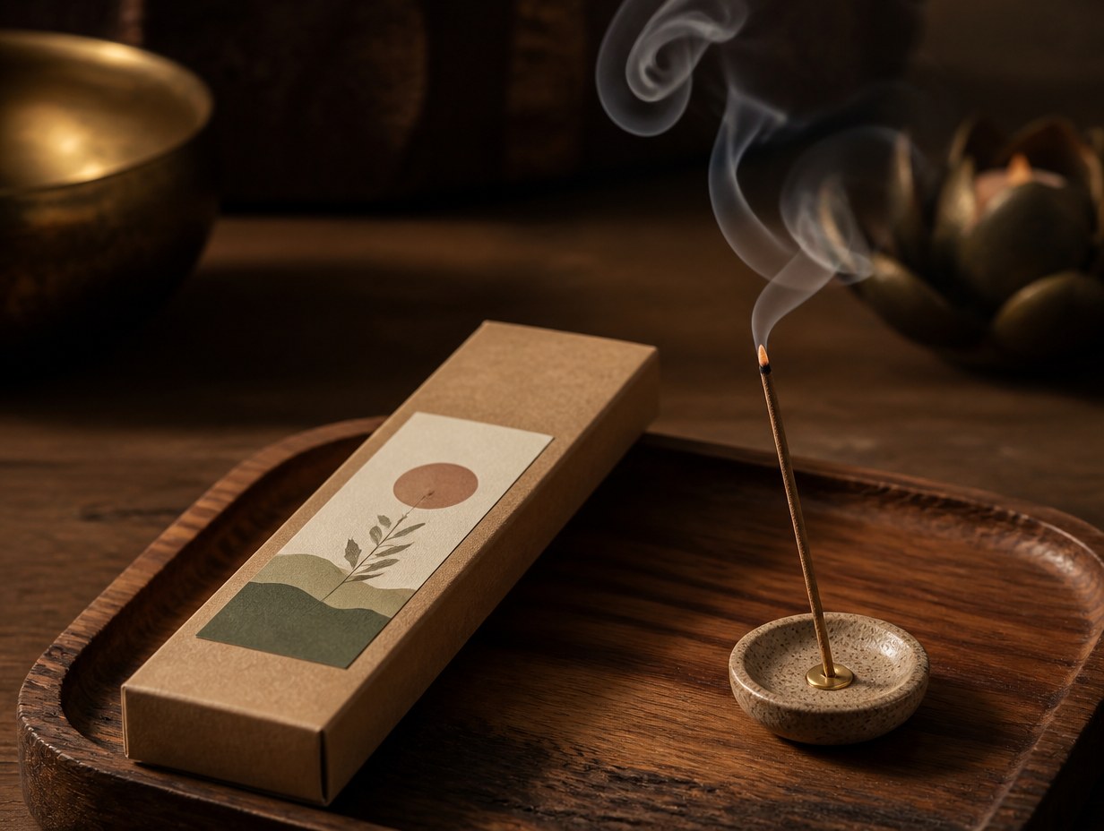 AI-generated incense label mockup sample
