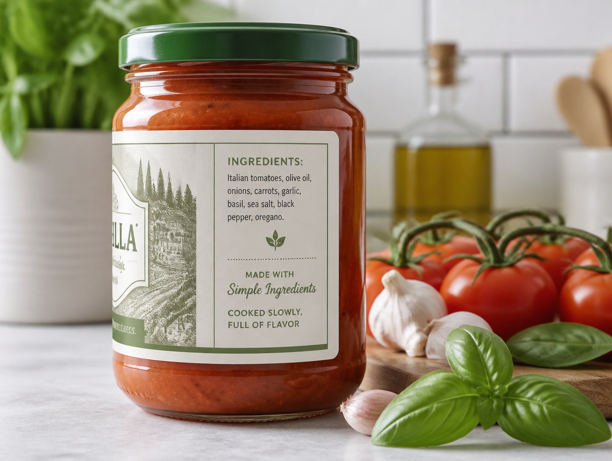 AI-generated ingredient label mockup sample
