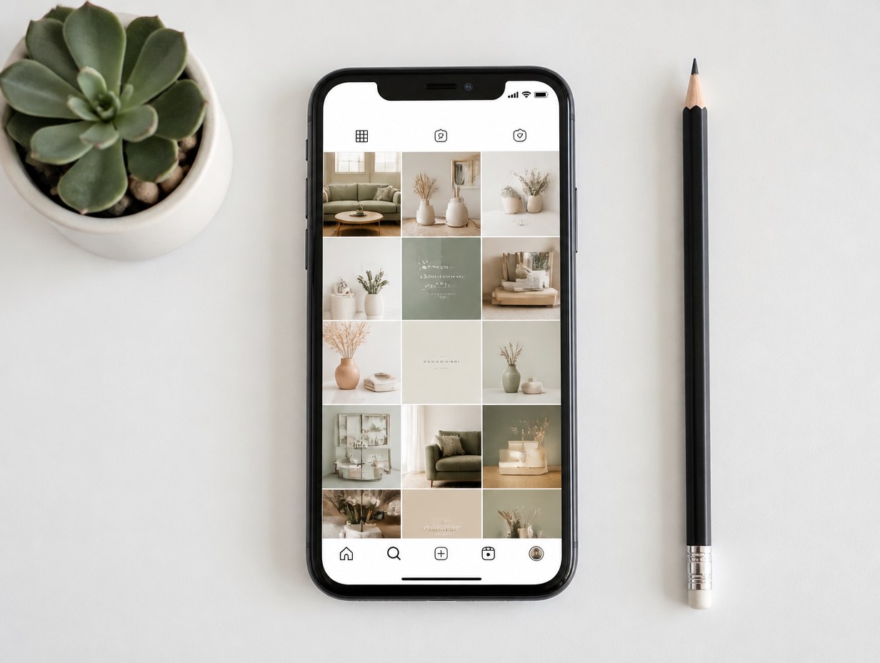 AI-generated instagram grid mockup sample